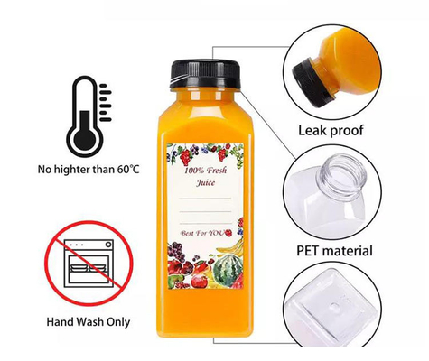 Botella de plástico zumo de bebida para mascotas con tapa de tornillo para bebidas 4oz 8oz 12oz 16oz