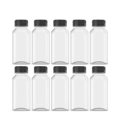 Color transparente / personalizado 250ml 350ml 500ml PET Jugo de calidad alimentaria Botella de plástico con tapa de impresión personalizada