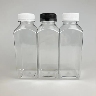 Botella de jugo de 250 ml 350 ml 500 ml libre de BPA Botella de plástico de PET de forma cuadrada vacía para embalaje de jugo