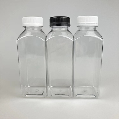Botella de jugo de 250 ml 350 ml 500 ml libre de BPA Botella de plástico de PET de forma cuadrada vacía para embalaje de jugo