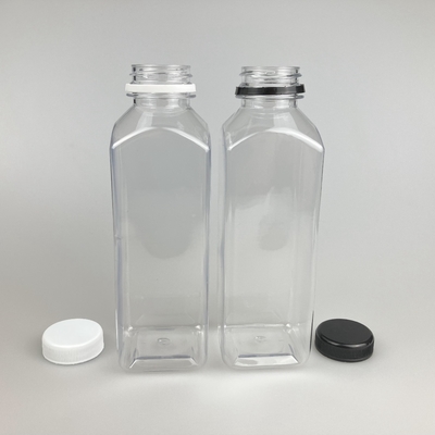 Contenedor de jugo de plástico transparente de 8 oz 16 oz Cuadrado con tapa de PP