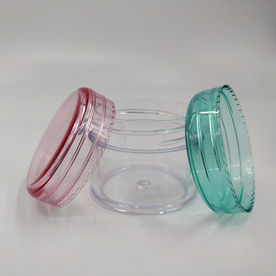 Mini plástico transparente PS Crema para los ojos y la cara Botella de cosméticos Embalaje 3g 5g 10g 15g 20g Jarrillos pequeños de plástico con tapa colorida