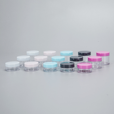 Contenedor de crema facial de plástico PS vacío 5g 10g 15g 20g frasco cosmético con tapas de colores