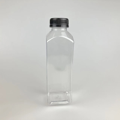 Botella cuadrada de jugo de 60 ml 120 ml 250 ml 350 ml 500 ml con tapa negra