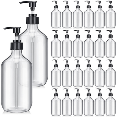 Impresión en pantalla Botellas de loción de plástico con superficie transparente y tapa electroplada UV