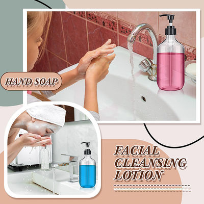 Botellas de loción de plástico de 120 ml, 250 ml, 300 ml y 500 ml con cierre con tapa de revuelo y variedades de plástico PMMA duraderas para productos para el cuidado de la piel