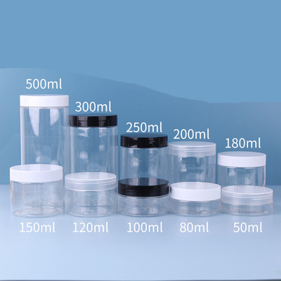 Jarrón cosmético de plástico transparente de 280 ml con tapas