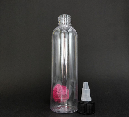 Botellas de plástico transparente con panel de etiqueta personalizado y acabado de cuello de tornillo