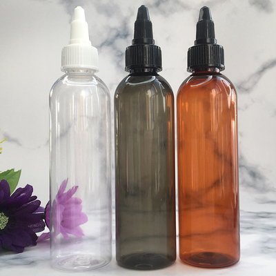 Botellas de plástico transparente con panel de etiqueta personalizado y acabado de cuello de tornillo