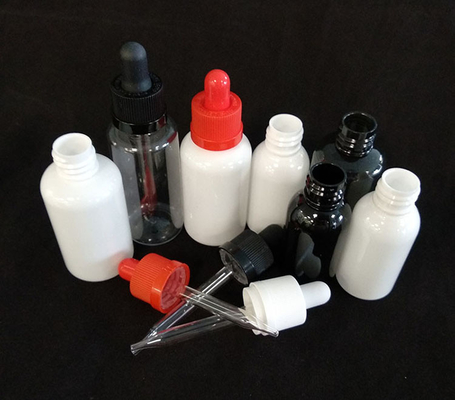 Botellas de goteador de logotipo personalizado transparente Negro de varios tamaños 10ml-120ml Superficie lisa 5000pcs Impresión