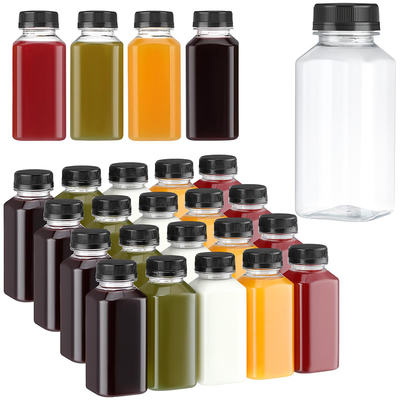 Botellas de té de leche de plástico redondo cuadrado con mango claro 120ml 250ml 350ml 500ml Capacidad