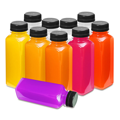 Botellas de té de leche de plástico redondo cuadrado con mango claro 120ml 250ml 350ml 500ml Capacidad