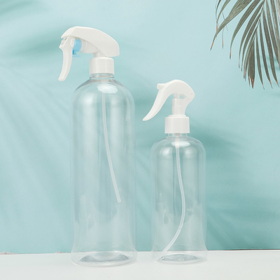 Botellas de loción de plástico transparente con tapa blanca y collar electroplacado UV