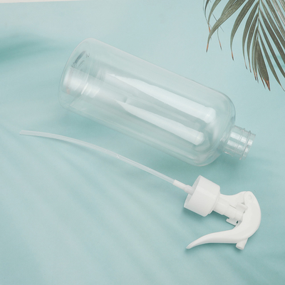 Botellas de loción de plástico transparente con tapa blanca y collar electroplacado UV