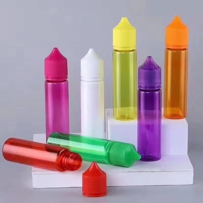 Botella de líquido E transparente redonda a prueba de niños con logotipo personalizado y color de impresión