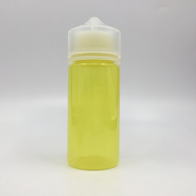 Botella de líquido circular transparente de 100 ml con tapa de tornillo a prueba de niños