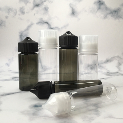 Botella líquida PET E transparente Impresión personalizable de color con tapa de tornillo Sellado para jugo de vapeo