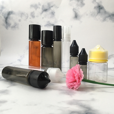 Botella líquida PET E transparente Impresión personalizable de color con tapa de tornillo Sellado para jugo de vapeo