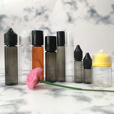 Botella líquida PET E transparente Impresión personalizable de color con tapa de tornillo Sellado para jugo de vapeo