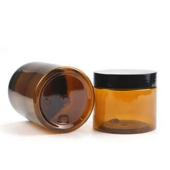 Envase de PET negro ámbar vacío 100g 120g 200g 250g 300g 500g frasco de plástico para la limpieza del cuerpo con tapa interna 4oz 8oz