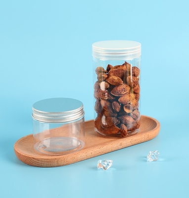 Contenedores de frascos de plástico personalizables con tapa de sellado de aluminio para almacenamiento transparente