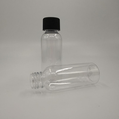 Botellas de plástico transparente con tapa de tornillo con panel de etiqueta personalizado e impresión