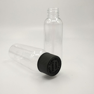 Botellas de plástico transparente con tapa de tornillo con panel de etiqueta personalizado e impresión