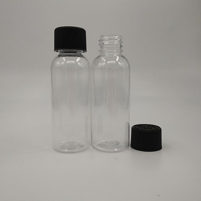 Botellas de plástico transparente con tapa de tornillo con panel de etiqueta personalizado e impresión