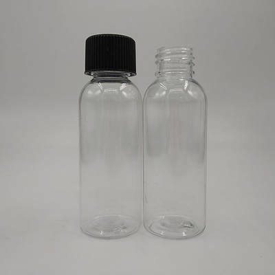 Botellas de plástico transparente con tapa de tornillo con panel de etiqueta personalizado e impresión