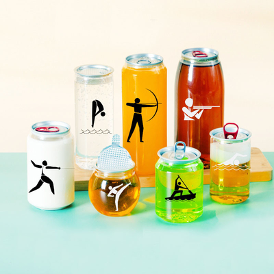 Latas de plástico para bebidas 330 ml 500 ml Botella de refresco para café Leche con tapas