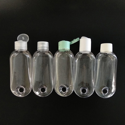 Botellas cosméticas de plástico transparente con collares de 30 ml, 50 ml y 60 ml