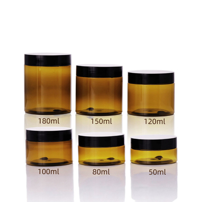 Jarrones de plástico transparente con tapa 4 oz con tapa negra transparente 50g 100g 150g 200g para mascotas 8 oz jarros cosméticos de plástico para crema