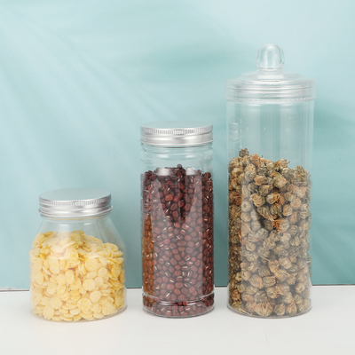 2 oz de frascos de plástico transparentes con tapas opcionales