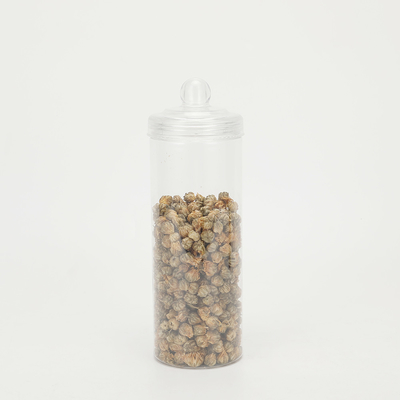 Contenedor de tarro de plástico transparente con tapa de aluminio para envases farmacéuticos