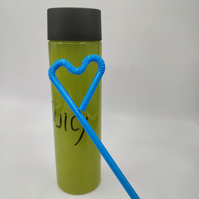 Botellas de té de leche modernas de plástico transparente a prueba de fugas con mango