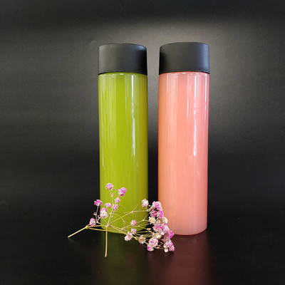 Botellas de té de leche modernas de plástico transparente a prueba de fugas con mango