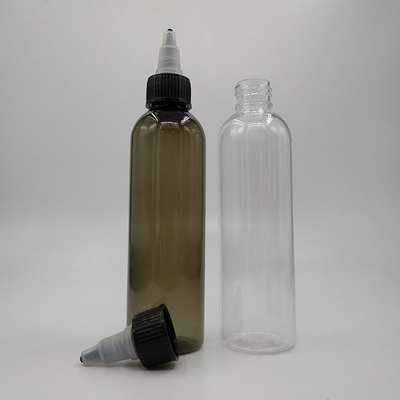Botellas de dispensador de gotero personalizadas con tapa de tornillo en negro transparente para almacenamiento de líquidos