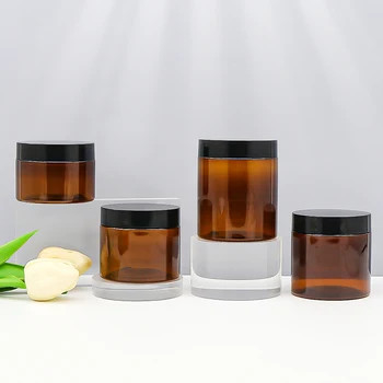 PET 1oz 2oz 4oz 6oz 8oz 12oz 16oz Jarrones de plástico de boca ancha con tapas de aluminio