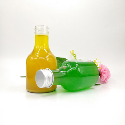 Botellas redondas de té de leche cuadrada y clara para agua de té de jugo