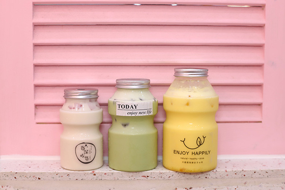 Reutilizables de doble pared Cuadrado Cafetería Transparente Taza de Boba Redonda Claros 500ml Jugo Taza de té con paja