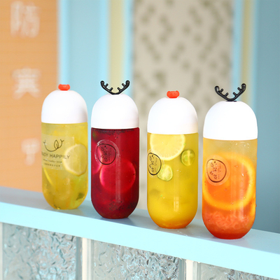 Botellas de té de leche de plástico reutilizable con tapa