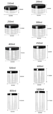Jarrones de PET de plástico blanco de grado alimenticio 4 oz 8 oz 300 ml 500 ml de forma redonda vacío crema para ojos y cara