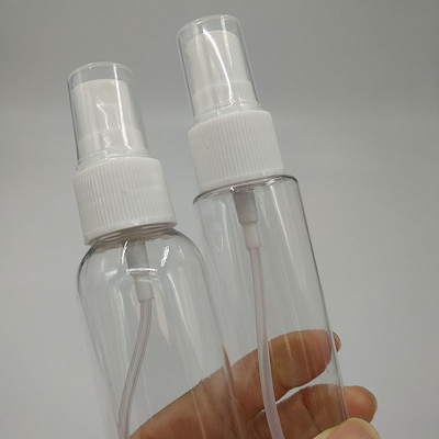 Botella de spray PET transparente con diseño redondo clásico suave