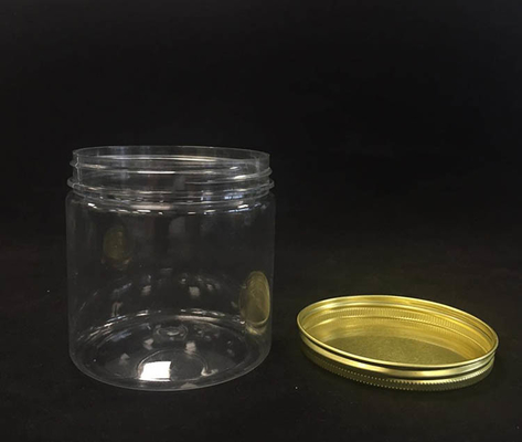 Jarrones de plástico transparente con tapas de aluminio para el almacenamiento de crema