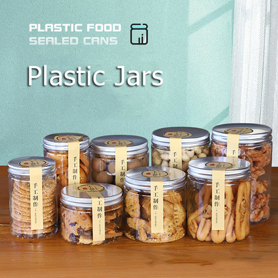 Fabricante mayorista de frascos vacíos transparentes frascos de plástico para nueces de caramelo por encargo frascos de plástico transparentes con tapas