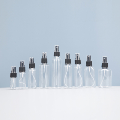 Botella de pulverización de plástico PET transparente ecológica para el día 10ml 15ml 30ml 50ml 60m 70ml 100ml 200ml 500ml