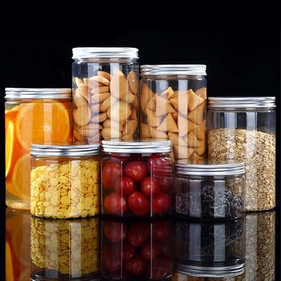 Recomiendo un frasco grande de plástico con especias galletas frasco de plástico transparente frasco de plástico tapa de oro con etiqueta privada personalizada