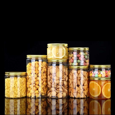 Contenedores de plástico PET transparentes personalizables Jarrones con tapas