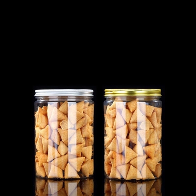 Recomiendo un frasco grande de plástico con especias galletas frasco de plástico transparente frasco de plástico tapa de oro con etiqueta privada personalizada