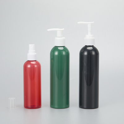 Botella de distribución de cosméticos redondos rosados reciclables con tapa de tornillo
